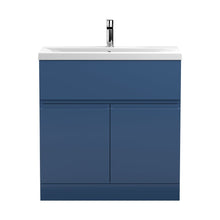 Hudson Reed Urban 800mm Floor Standing 2-door Vanity Unit & Basin 1 Contemp Satin Blue MFC Painted Matt 850x810x390mm - JJ Building Materials
