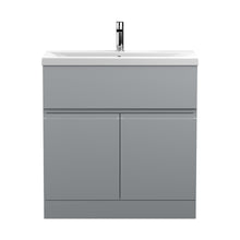 Hudson Reed Urban 800mm Floor Standing 2-door Vanity Unit & Basin 1 Contemp Satin Grey MFC Painted Matt 850x810x390mm - JJ Building Materials