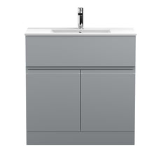 Hudson Reed Urban 800mm Floor Standing 2 - door Vanity Unit & Basin 2 Contemp Satin Grey MFC Painted Matt 828x805x395mm - JJ Building Materials