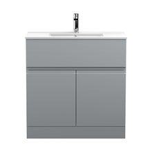 Hudson Reed Urban 800mm Floor Standing 2-door Vanity Unit & Basin 2 Contemp Satin Grey MFC Painted Matt 828x805x395mm - JJ Building Materials