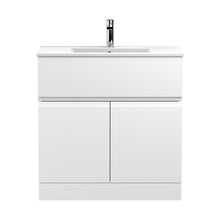 Hudson Reed Urban 800mm Floor Standing 2-door Vanity Unit & Basin 2 Contemp Satin White MFC Painted Matt 828x805x395mm - JJ Building Materials