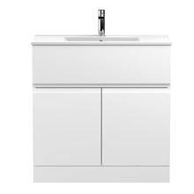 Hudson Reed Urban 800mm Floor Standing 2 - door Vanity Unit & Basin 2 Contemp Satin White MFC Painted Matt 828x805x395mm - JJ Building Materials