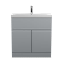 Hudson Reed Urban 800mm Floor Standing 2-door Vanity Unit & Basin 3 Contemp Satin Grey MFC Painted Matt 8660x810x395mm - JJ Building Materials