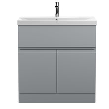 Hudson Reed Urban 800mm Floor Standing 2 - door Vanity Unit & Basin 3 Contemp Satin Grey MFC Painted Matt 8660x810x395mm - JJ Building Materials