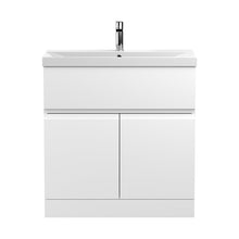 Hudson Reed Urban 800mm Floor Standing 2-door Vanity Unit & Basin 3 Contemp Satin White MFC Painted Matt 8660x810x395mm - JJ Building Materials