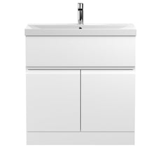 Hudson Reed Urban 800mm Floor Standing 2 - door Vanity Unit & Basin 3 Contemp Satin White MFC Painted Matt 8660x810x395mm - JJ Building Materials