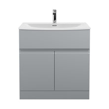 Hudson Reed Urban 800mm Floor Standing 2 Door Vanity Unit & Basin 4 Contemp Satin Grey MFC Painted Matt 860x810x395mm - JJ Building Materials