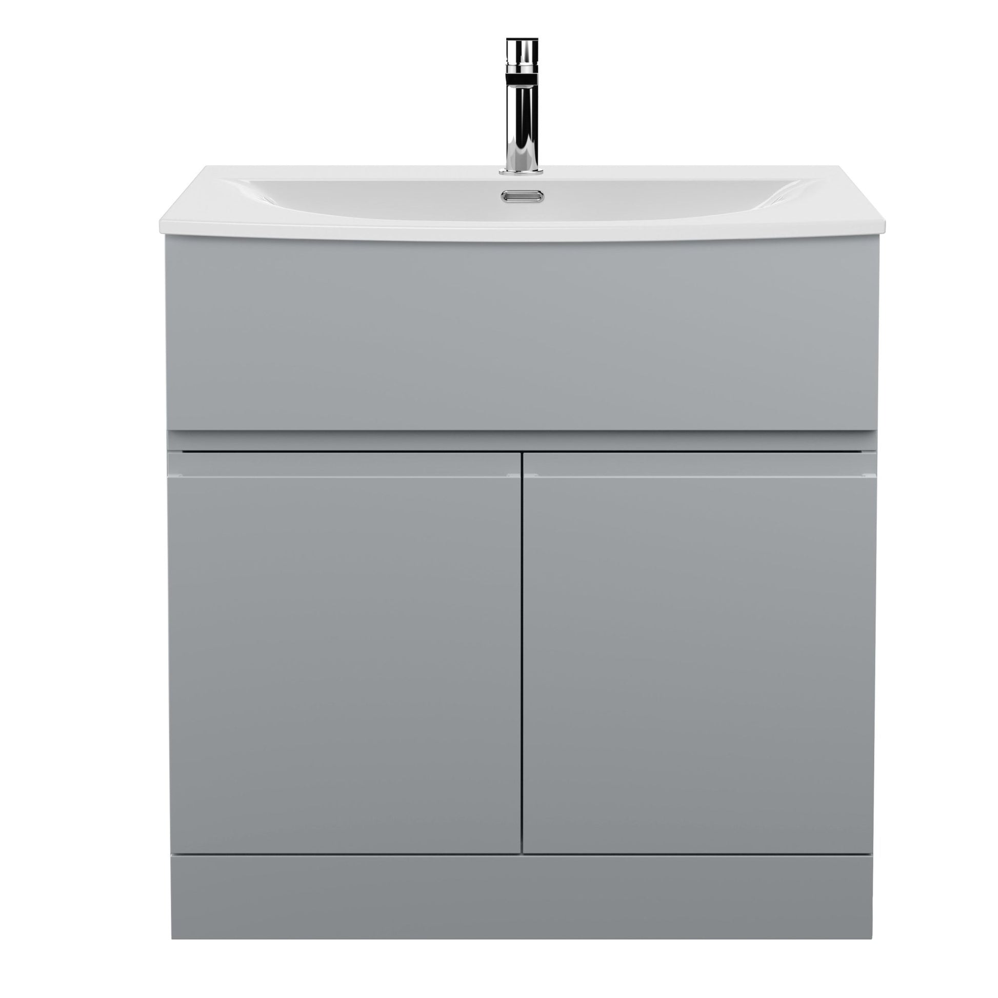 Hudson Reed Urban 800mm Floor Standing 2 Door Vanity Unit & Basin 4 Contemp Satin Grey MFC Painted Matt 860x810x395mm - JJ Building Materials