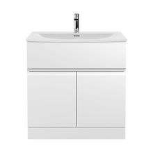 Hudson Reed Urban 800mm Floor Standing 2 Door Vanity Unit & Basin 4 Contemp Satin White MFC Painted Matt 860x810x395mm - JJ Building Materials