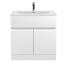 Hudson Reed Urban 800mm Floor Standing 2 Door Vanity Unit & Basin 4 Contemp Satin White MFC Painted Matt 860x810x395mm - JJ Building Materials