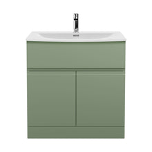 Hudson Reed Urban 800mm Floor Standing 2 Door/drawer Unit & Basin 4 Contemp Satin Green MFC Painted Matt 835x810x440mm - JJ Building Materials