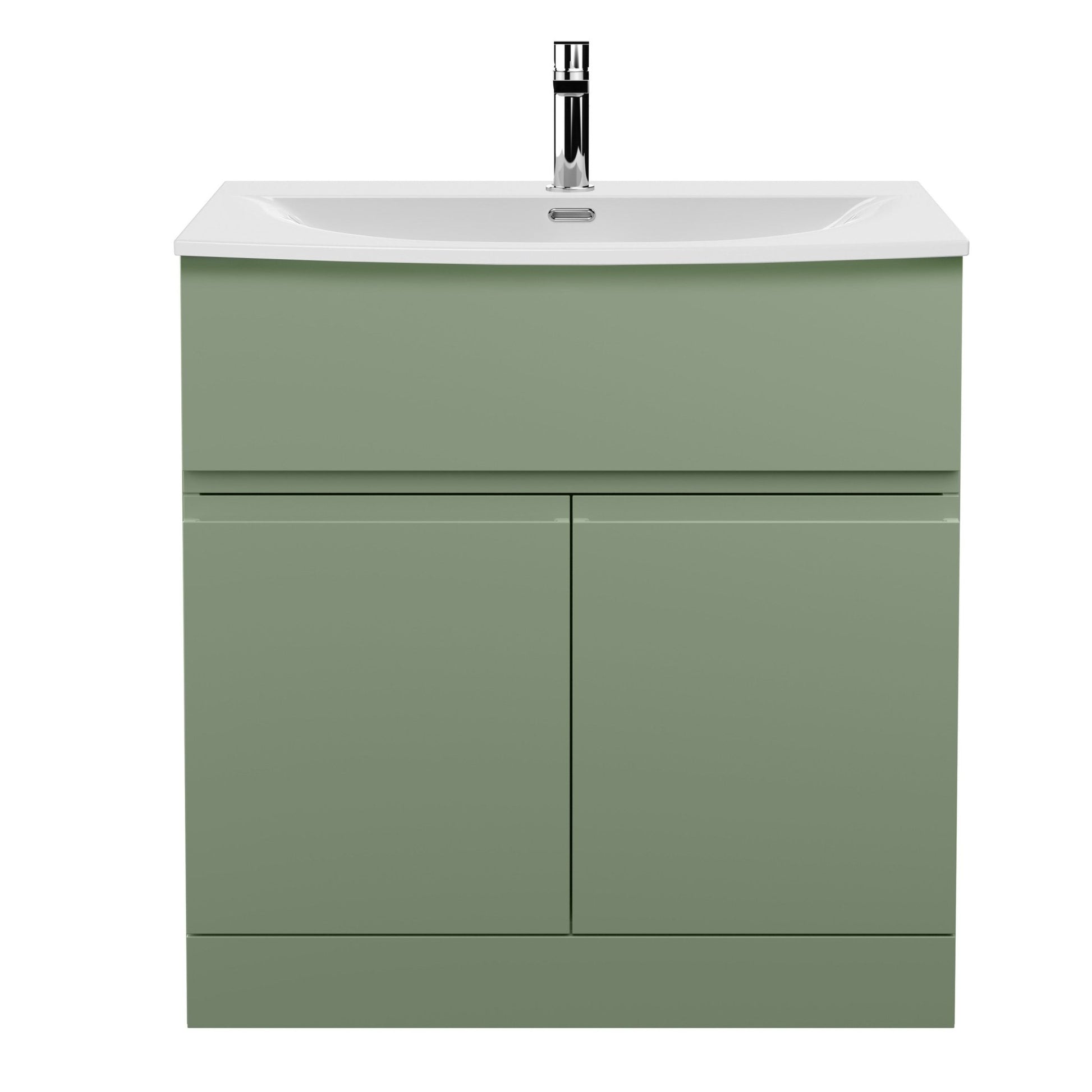 Hudson Reed Urban 800mm Floor Standing 2 Door/drawer Unit & Basin 4 Contemp Satin Green MFC Painted Matt 835x810x440mm - JJ Building Materials
