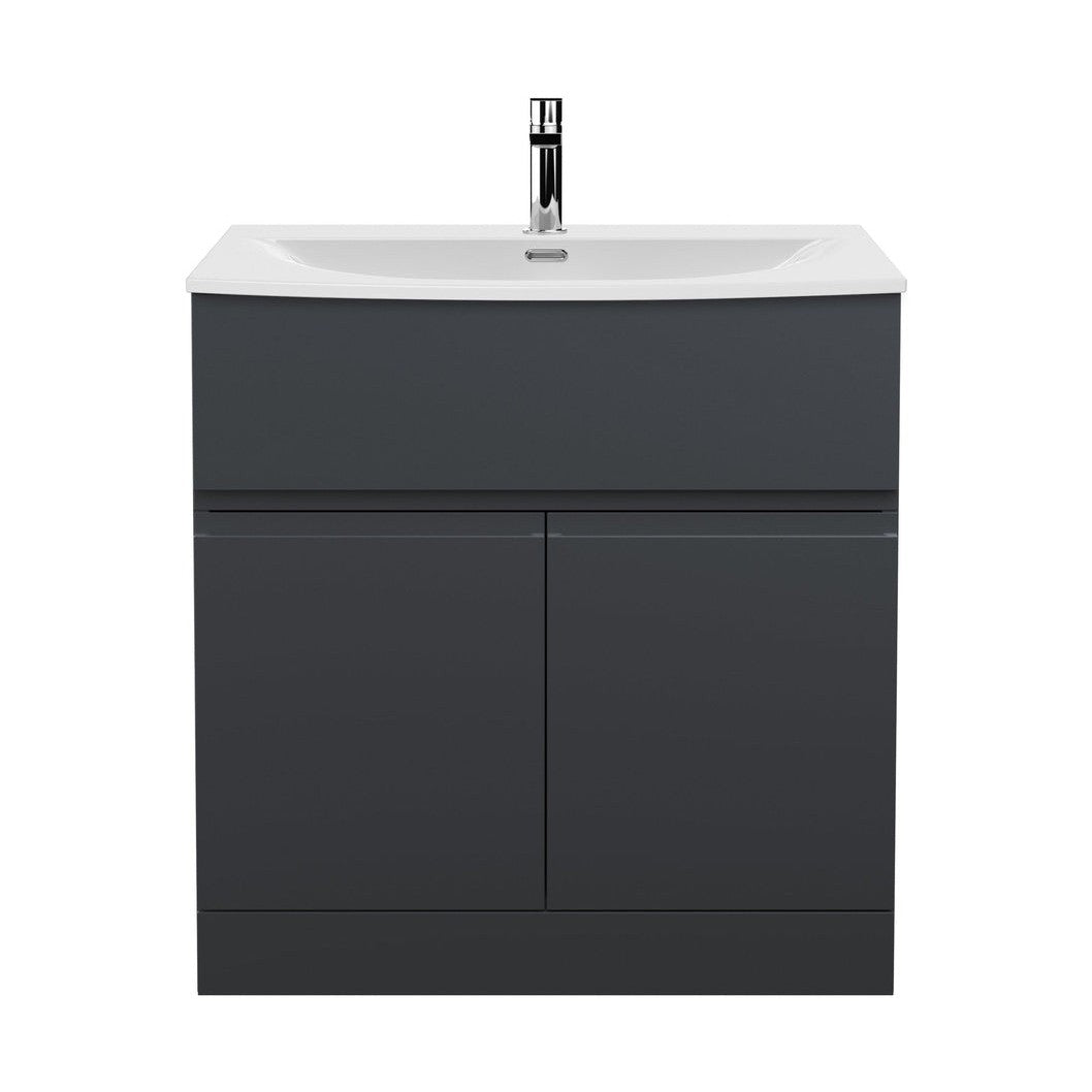 Hudson Reed Urban 800mm Floor Standing 2 Door/drawer Vanity & Basin 4 Contemp Soft Black MFC Painted Matt 835x810x440mm - JJ Building Materials