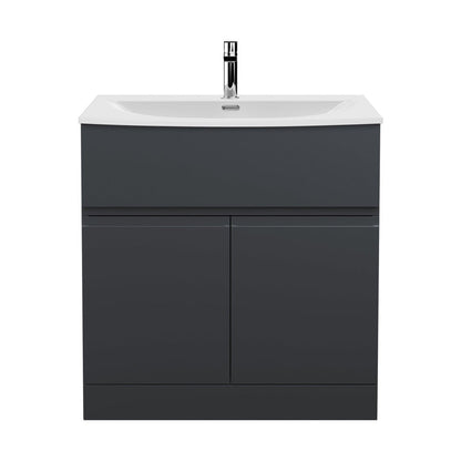 Hudson Reed Urban 800mm Floor Standing 2 Door/drawer Vanity & Basin 4 Contemp Soft Black MFC Painted Matt 835x810x440mm - JJ Building Materials