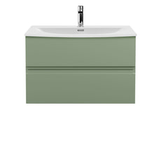 Hudson Reed Urban 800mm Wall Hung 2 Drawer Unit & Basin 4 Contemp Satin Green MFC Painted Matt 525x810x440mm - JJ Building Materials