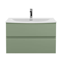Hudson Reed Urban 800mm Wall Hung 2 Drawer Unit & Basin 4 Contemp Satin Green MFC Painted Matt 525x810x440mm - JJ Building Materials