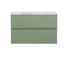 Hudson Reed Urban 800mm Wall Hung 2 Drawer Unit & Laminate Top Contemp Satin Green MFC Painted Matt 522x810x390mm - URB806LBG - JJ Building Materials