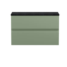 Hudson Reed Urban 800mm Wall Hung 2 Drawer Unit & Laminate Top Contemp Satin Green MFC Painted Matt 522x810x390mm - URB806LSB - JJ Building Materials