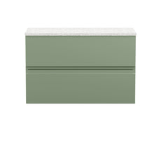 Hudson Reed Urban 800mm Wall Hung 2 Drawer Unit & Laminate Top Contemp Satin Green MFC Painted Matt 522x810x390mm - URB806LSW - JJ Building Materials