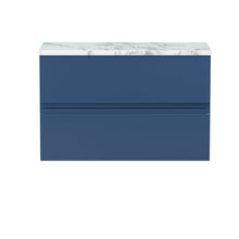 Hudson Reed Urban 800mm Wall Hung 2 - drawer Unit & Laminate Worktop Contemp Satin Blue MFC Painted Matt 522x810x390mm - JJ Building Materials