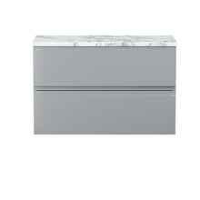 Hudson Reed Urban 800mm Wall Hung 2 - drawer Unit & Laminate Worktop Contemp Satin Grey MFC Painted Matt 522x810x390mm - JJ Building Materials