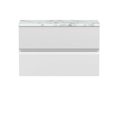 Hudson Reed Urban 800mm Wall Hung 2 - drawer Unit & Laminate Worktop Contemp Satin White MFC Painted Matt 522x810x390mm - JJ Building Materials