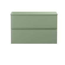 Hudson Reed Urban 800mm Wall Hung 2 Drawer Unit & Worktop Contemp Satin Green MFC Painted Matt 518x810x390mm - JJ Building Materials
