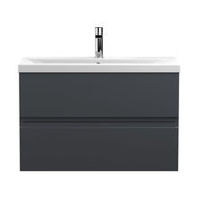 Hudson Reed Urban 800mm Wall Hung 2 Drawer Vanity & Basin 1 Contemp Soft Black MFC Painted Matt 540x810x390mm - JJ Building Materials