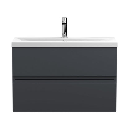 Hudson Reed Urban 800mm Wall Hung 2 Drawer Vanity & Basin 1 Contemp Soft Black MFC Painted Matt 540x810x390mm - JJ Building Materials