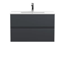 Hudson Reed Urban 800mm Wall Hung 2 Drawer Vanity & Basin 2 Contemp Soft Black MFC Painted Matt 518x810x390mm - JJ Building Materials