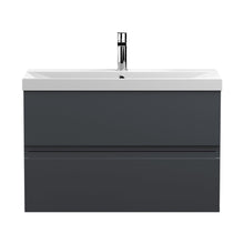 Hudson Reed Urban 800mm Wall Hung 2 Drawer Vanity & Basin 3 Contemp Soft Black MFC Painted Matt 550x810x395mm - JJ Building Materials