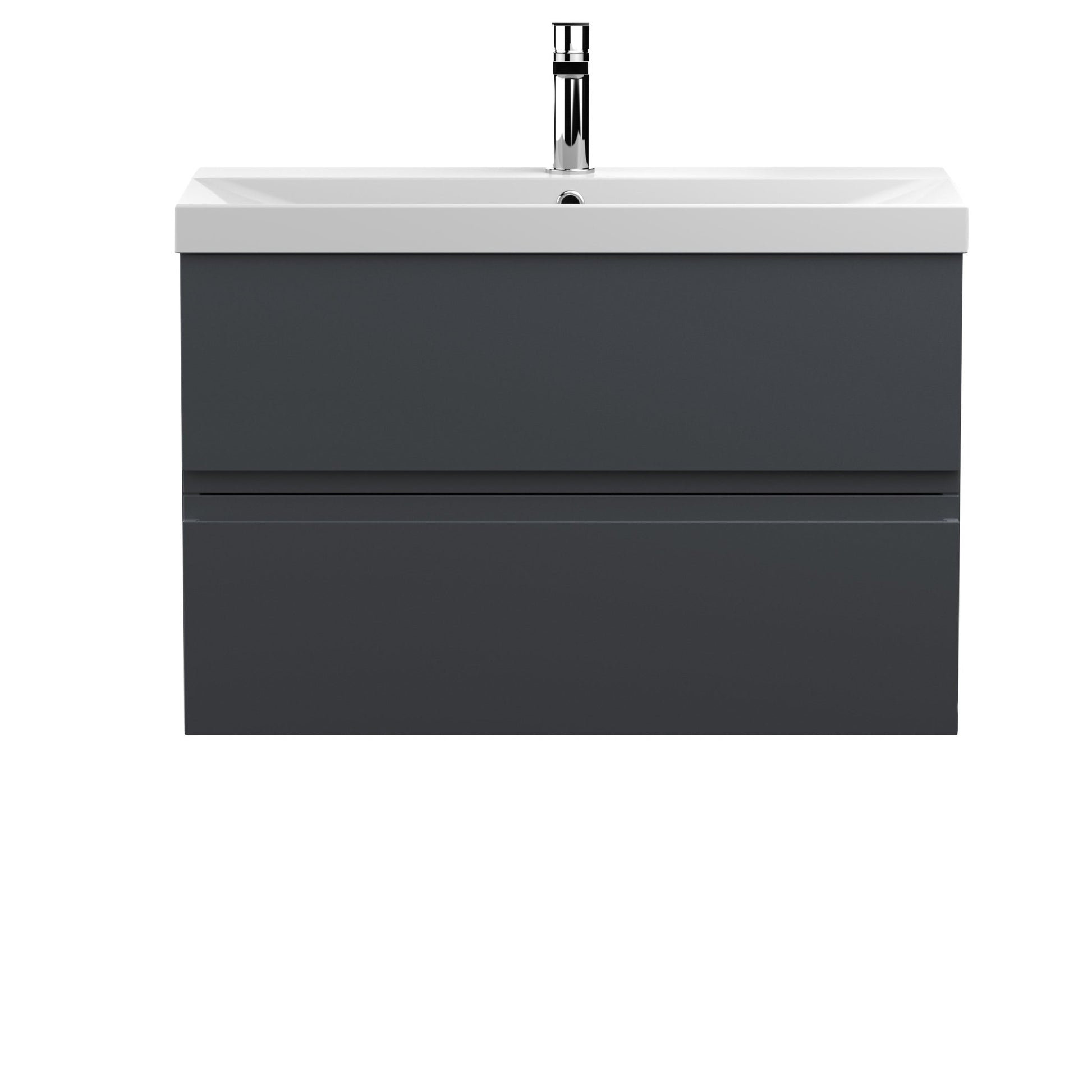 Hudson Reed Urban 800mm Wall Hung 2 Drawer Vanity & Basin 3 Contemp Soft Black MFC Painted Matt 550x810x395mm - JJ Building Materials