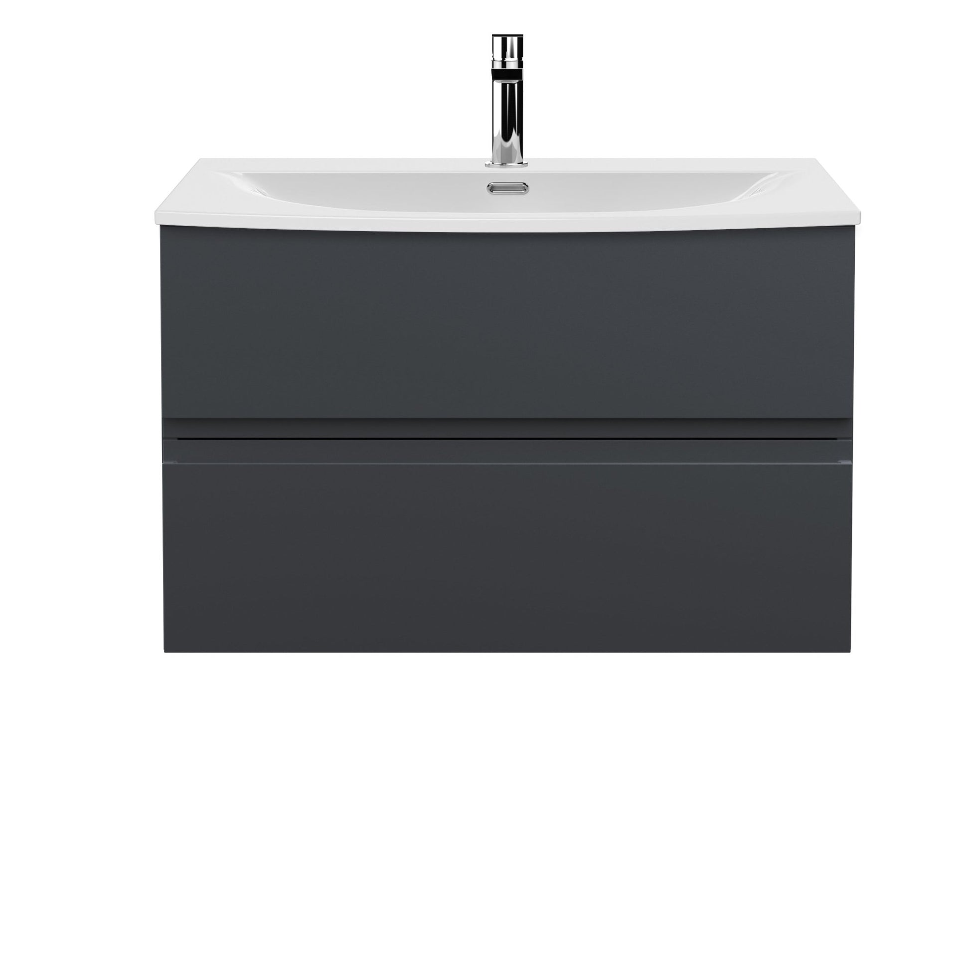 Hudson Reed Urban 800mm Wall Hung 2 Drawer Vanity & Basin 4 Contemp Soft Black MFC Painted Matt 525x810x440mm - JJ Building Materials