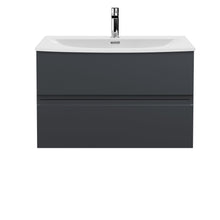 Hudson Reed Urban 800mm Wall Hung 2 Drawer Vanity & Basin 4 Contemp Soft Black MFC Painted Matt 525x810x440mm - JJ Building Materials