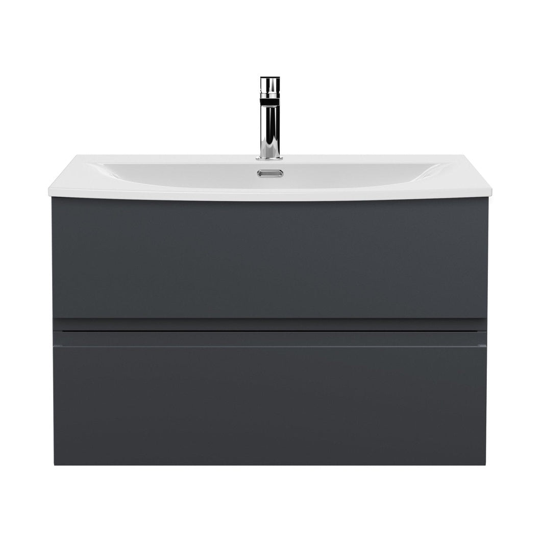 Hudson Reed Urban 800mm Wall Hung 2 Drawer Vanity & Basin 4 Contemp Soft Black MFC Painted Matt 525x810x440mm - JJ Building Materials