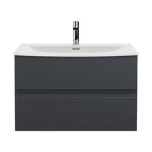 Hudson Reed Urban 800mm Wall Hung 2 Drawer Vanity & Basin 4 Contemp Soft Black MFC Painted Matt 525x810x440mm - JJ Building Materials
