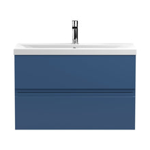 Hudson Reed Urban 800mm Wall Hung 2-drawer Vanity Unit & Basin 1 Contemp Satin Blue MFC Painted Matt 540x810x390mm - JJ Building Materials