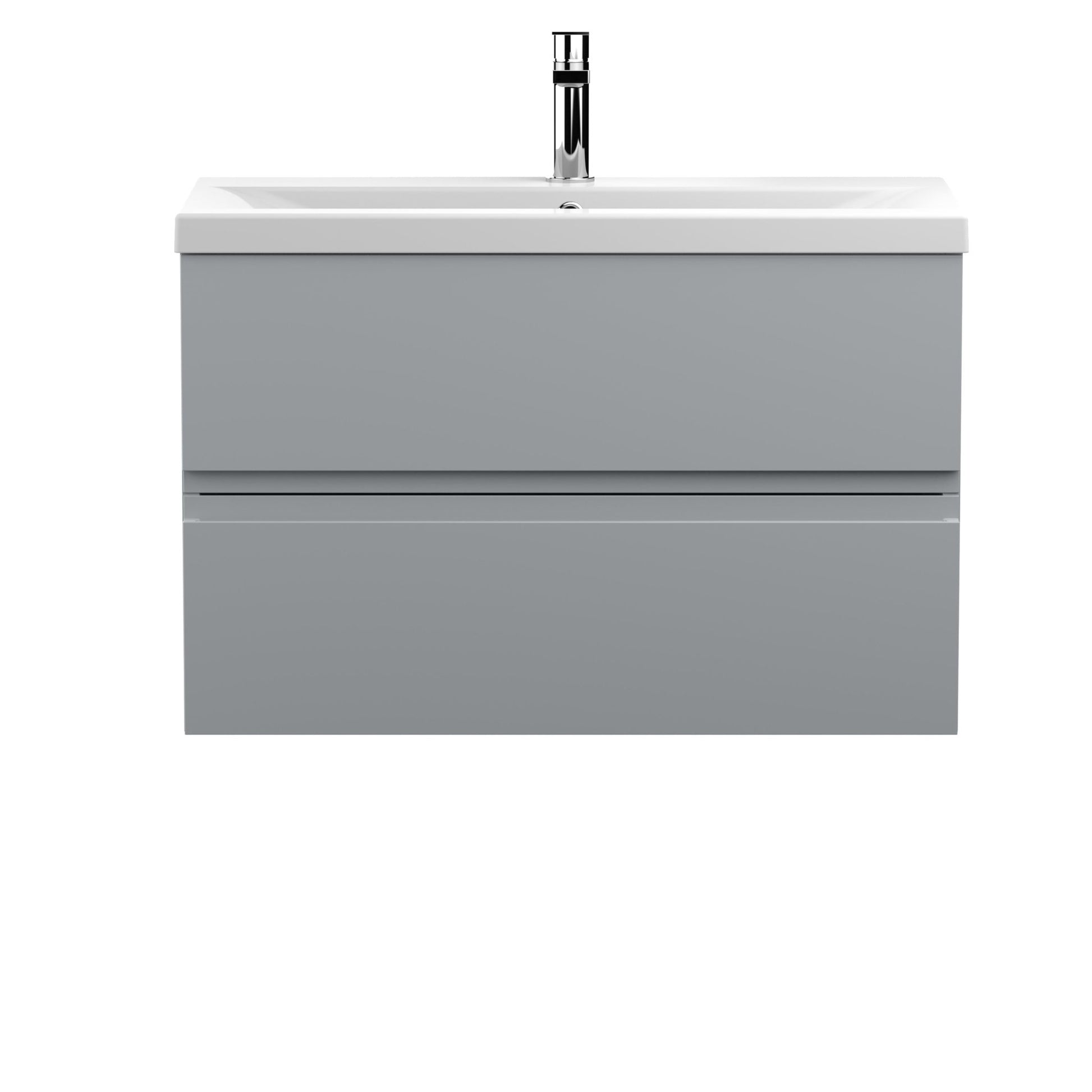 Hudson Reed Urban 800mm Wall Hung 2 - drawer Vanity Unit & Basin 1 Contemp Satin Grey MFC Painted Matt 540x810x390mm - JJ Building Materials