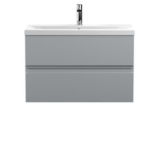 Hudson Reed Urban 800mm Wall Hung 2 - drawer Vanity Unit & Basin 1 Contemp Satin Grey MFC Painted Matt 540x810x390mm - JJ Building Materials