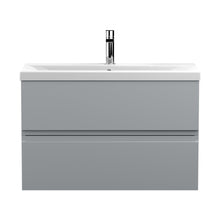 Hudson Reed Urban 800mm Wall Hung 2-drawer Vanity Unit & Basin 1 Contemp Satin Grey MFC Painted Matt 540x810x390mm - JJ Building Materials