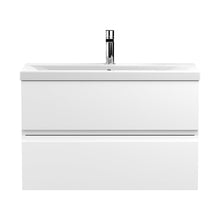 Hudson Reed Urban 800mm Wall Hung 2-drawer Vanity Unit & Basin 1 Contemp Satin White MFC Painted Matt 540x810x390mm - JJ Building Materials