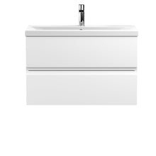 Hudson Reed Urban 800mm Wall Hung 2 - drawer Vanity Unit & Basin 1 Contemp Satin White MFC Painted Matt 540x810x390mm - JJ Building Materials