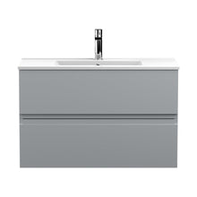 Hudson Reed Urban 800mm Wall Hung 2-drawer Vanity Unit & Basin 2 Contemp Satin Grey MFC Painted Matt 518x805x395mm - JJ Building Materials