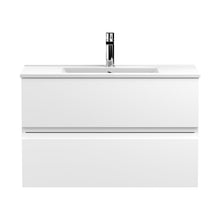 Hudson Reed Urban 800mm Wall Hung 2-drawer Vanity Unit & Basin 2 Contemp Satin White MFC Painted Matt 518x805x395mm - JJ Building Materials