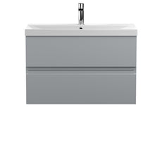 Hudson Reed Urban 800mm Wall Hung 2 - drawer Vanity Unit & Basin 3 Contemp Satin Grey MFC Painted Matt 550x810x395mm - JJ Building Materials