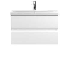 Hudson Reed Urban 800mm Wall Hung 2 - drawer Vanity Unit & Basin 3 Contemp Satin White MFC Painted Matt 550x810x395mm - JJ Building Materials