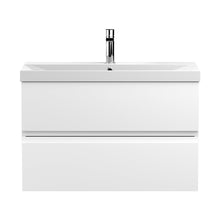 Hudson Reed Urban 800mm Wall Hung 2-drawer Vanity Unit & Basin 3 Contemp Satin White MFC Painted Matt 550x810x395mm - JJ Building Materials