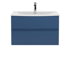 Hudson Reed Urban 800mm Wall Hung 2 Drawer Vanity Unit & Basin 4 Contemp Satin Blue MFC Painted Matt 550x810x395mm - JJ Building Materials