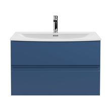 Hudson Reed Urban 800mm Wall Hung 2 Drawer Vanity Unit & Basin 4 Contemp Satin Blue MFC Painted Matt 550x810x395mm - JJ Building Materials