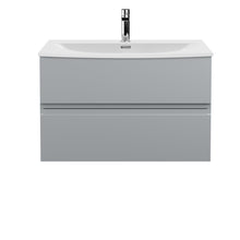 Hudson Reed Urban 800mm Wall Hung 2 Drawer Vanity Unit & Basin 4 Contemp Satin Grey MFC Painted Matt 550x810x395mm - JJ Building Materials